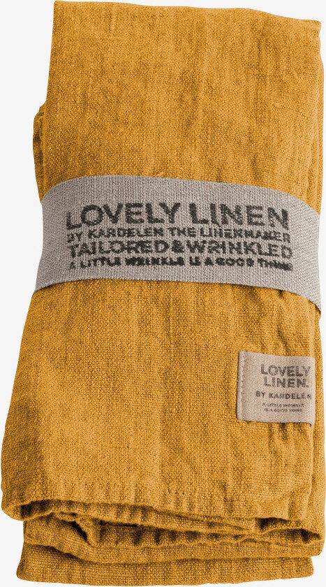 Serviett Lovely i vasket lin, 4-pk - Gul