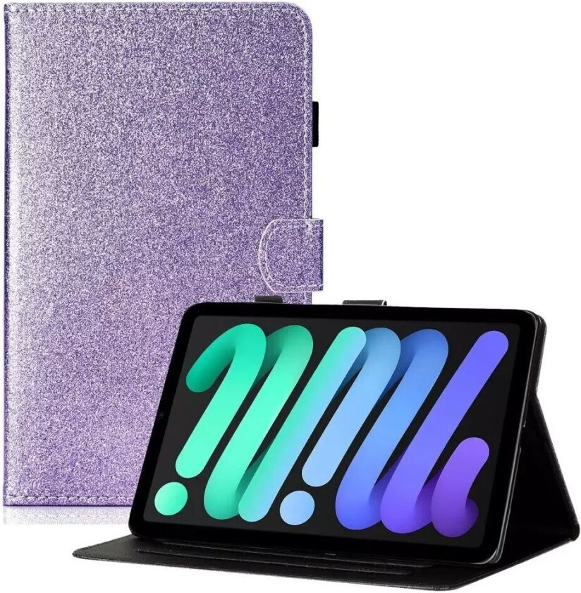 iPad 10.9" (2022) Glitter Deksel m. Stativfunksjoner & Kortholder - Lilla