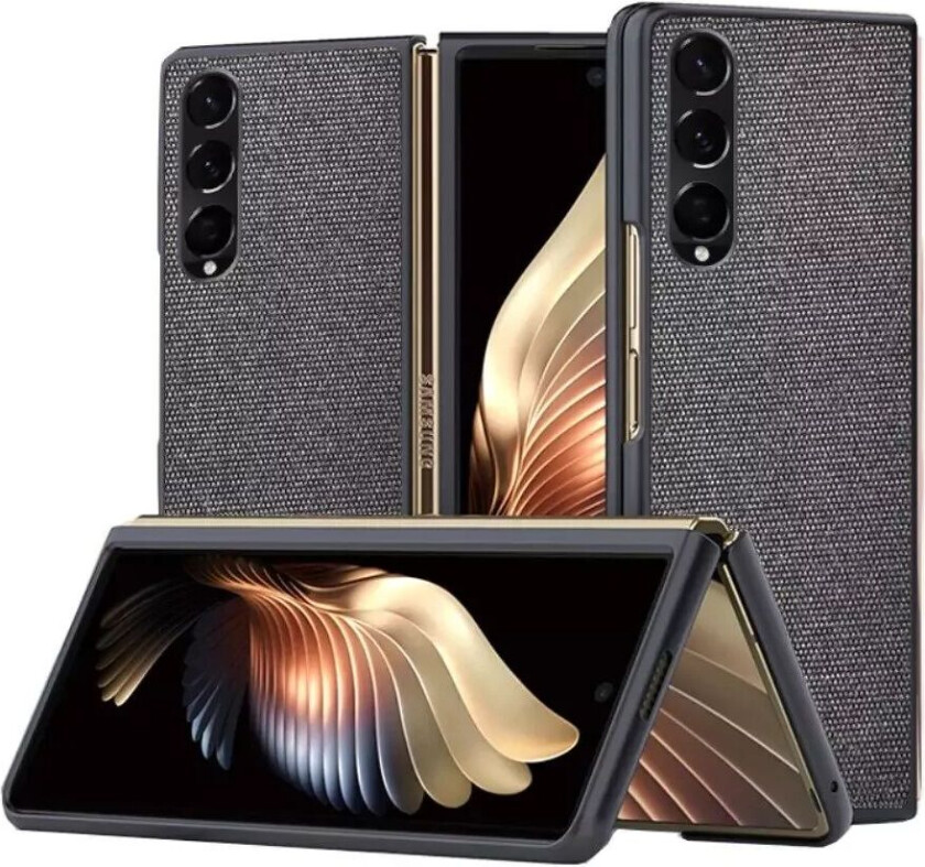 Samsung Galaxy Z Fold3 5G karbonfiber Kunstlær Bakdeksel - Svart