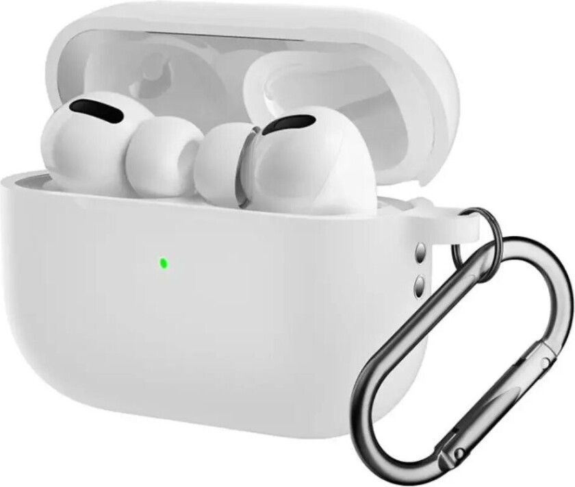Apple Airpods Pro 2nd Gen (2022) Silikondeksel med Karabinkrok - Hvid