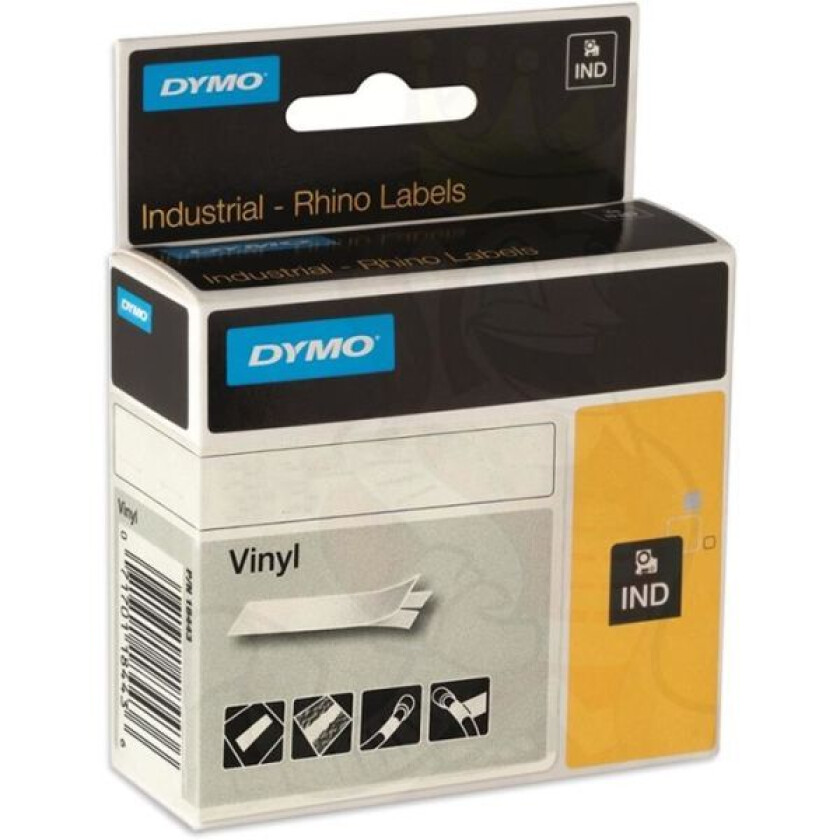 Bilde av Dymo Tape Rhinopro Permanent Vinyl 19mm Svart/gul