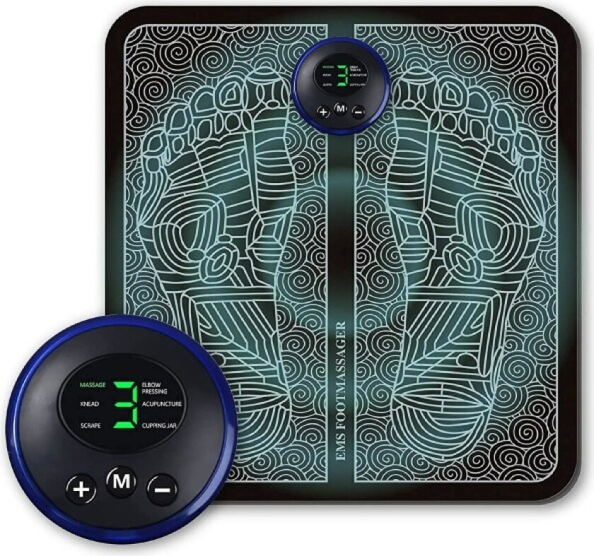 Ems Elektrisk Fotmassasjemaskin - Sirkulasjonsfotmassasje - Refleksologi Fotmassasje - Fotsirkulasjonsmassasje - Fotmassasje for Sirkulasjon - 6 Moduser 9 Intensiteter