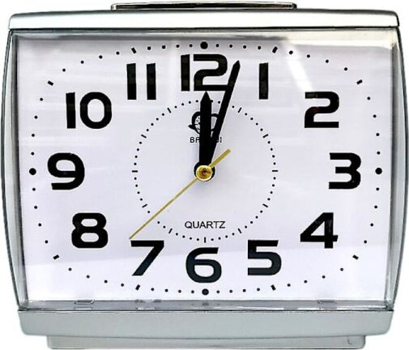 Analog vekkerklokke for eldre, stille uten tikkelyd med snooze og bakgrunnsbelysning, crescendo høy alarm, store tall for enkel lesing, batteridrevet, hvit