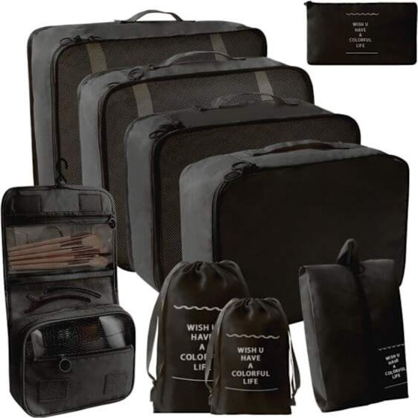 Reserveskeorganisatorsett, Pakkekuber for klær, for reisesker Pakkeposer