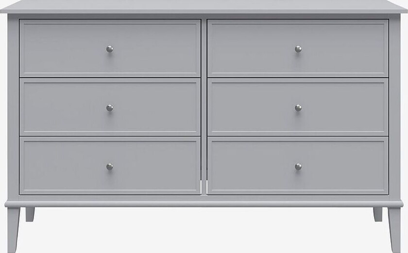 Kommode med seks skuffer Franklin, Grå