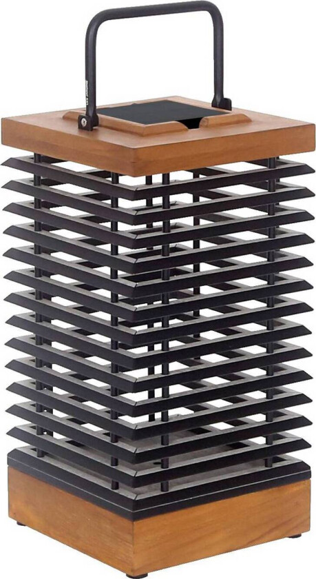 LED-solcellelykt Tekura, teak/grå, 46,5 cm