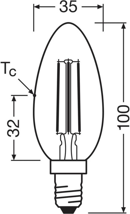 OSRAM LED stearinlysfilament E14 2,2W 827 energiklasse A 3-pakning