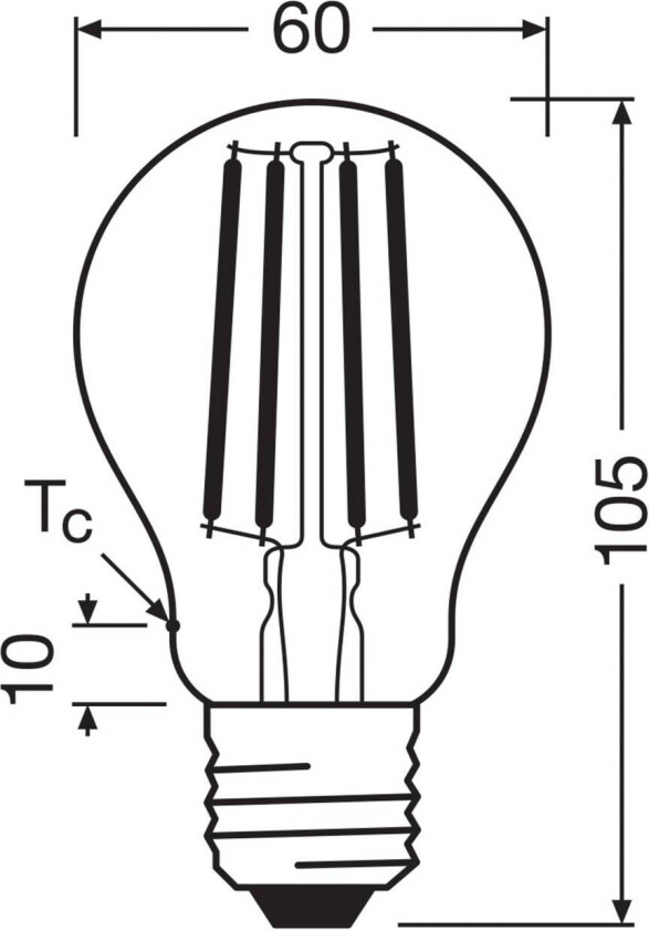OSRAM LED glødepære Filament E27 3,8W 827 energiklasse A 3-pakning