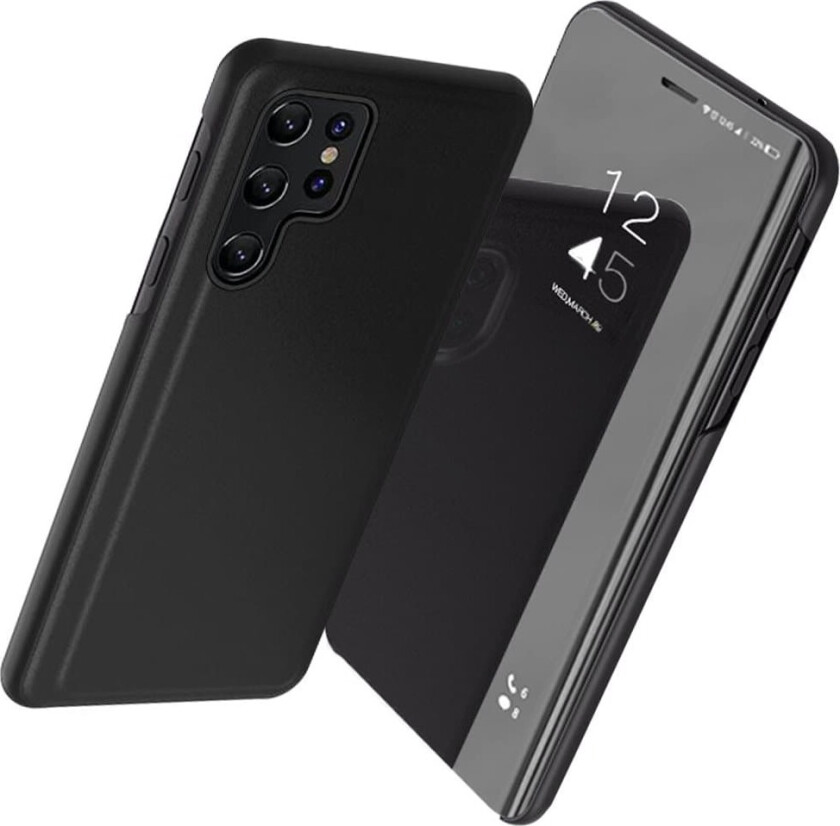 Clear View-deksel til Samsung A05s med klaff - svart