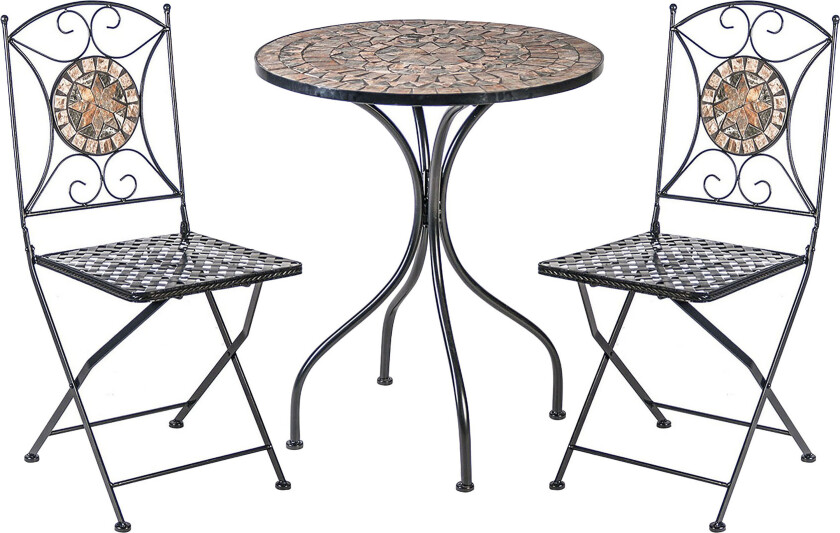 Balkongsett MOSAIC bord og 2 Stoler D60xH70cm