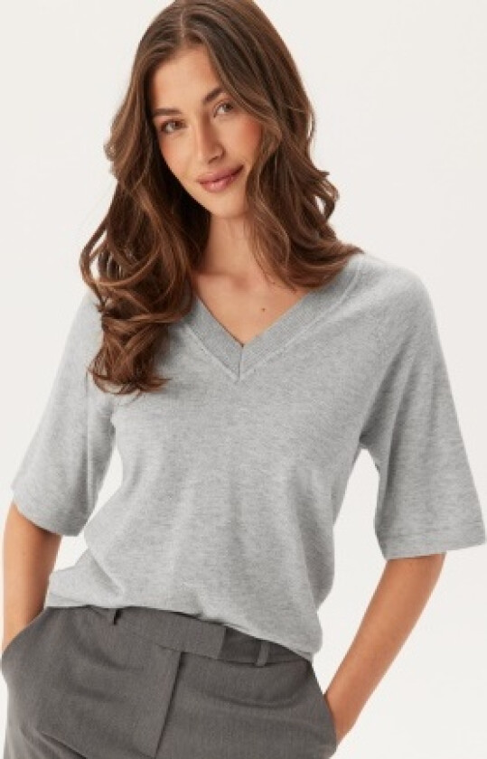 Objthess 2/4 LO V-NECK KNIT TO Light Grey Melange XL