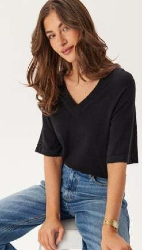Objthess 2/4 LO V-NECK KNIT TO Black S
