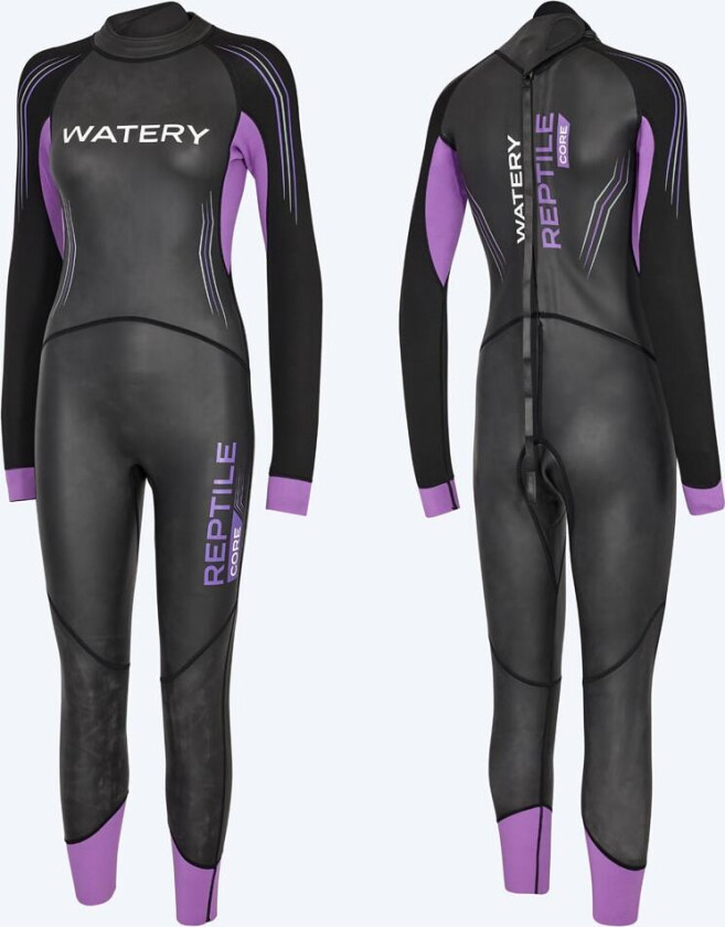 Presold Watery våtdrakt til damer - Reptile Core - Svart/lilla - Våtdrakt fridykking