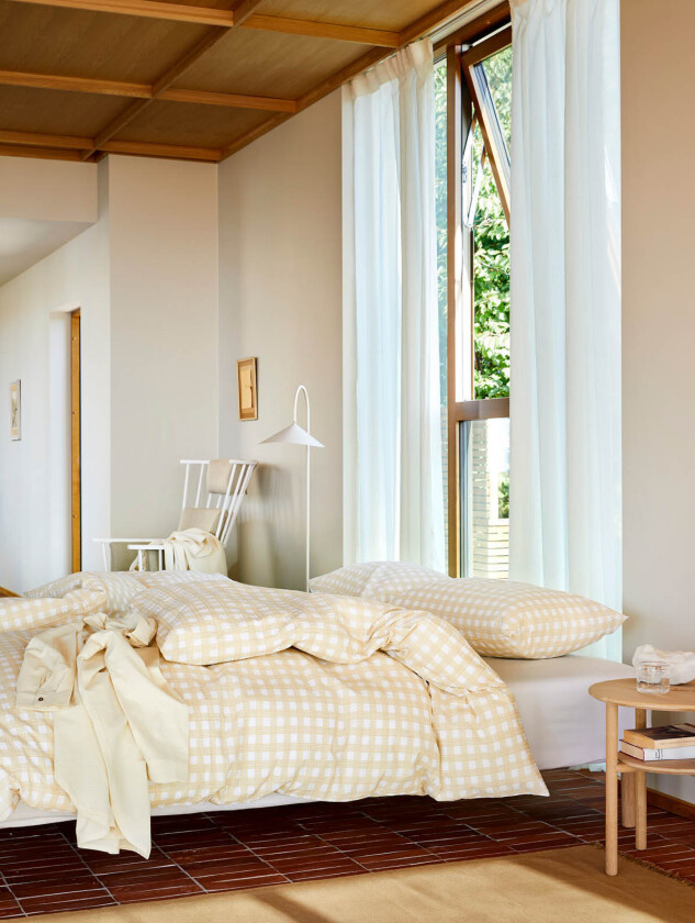 Birk sengesett varm gul