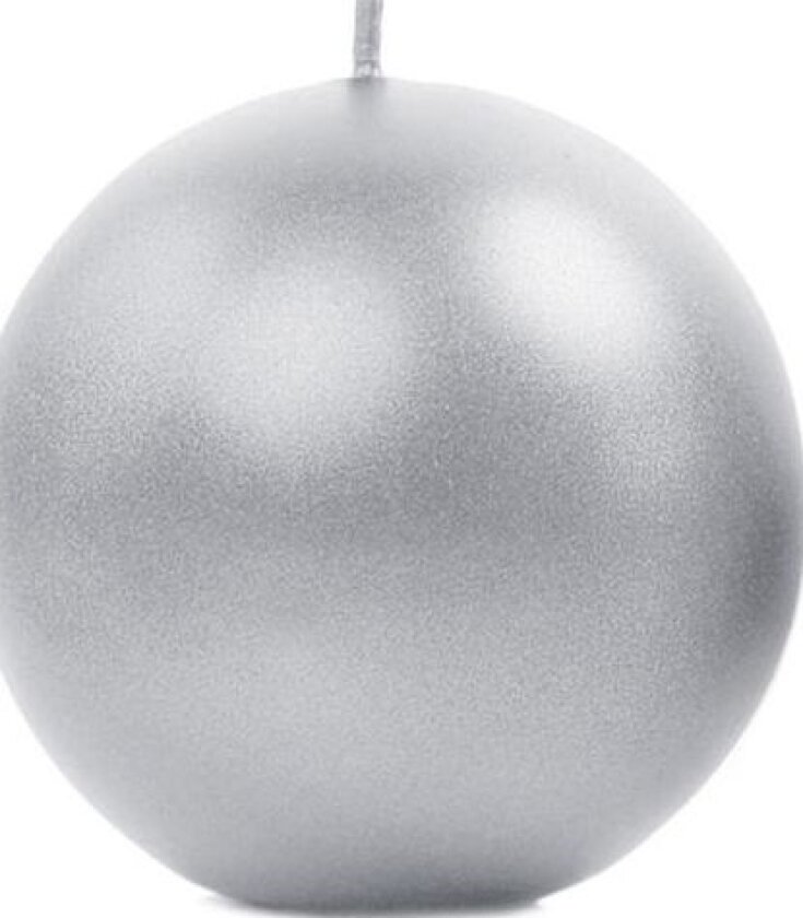 Metallized Candle Ball Silver 8Cm 6Pcs