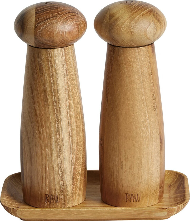 Aida - Teak wood ceramic grinder set w tray (14754)