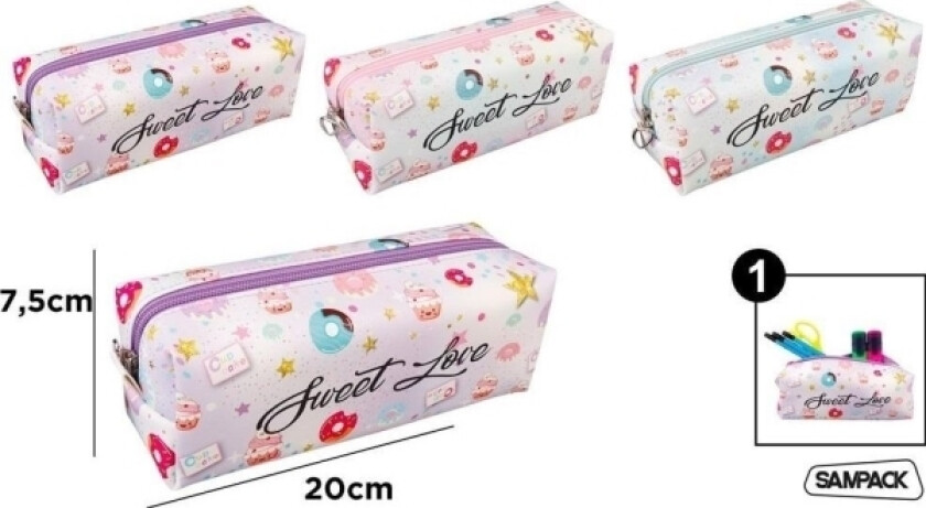 Pencil Case Cube 21,5X9cm Sweet Love Mix