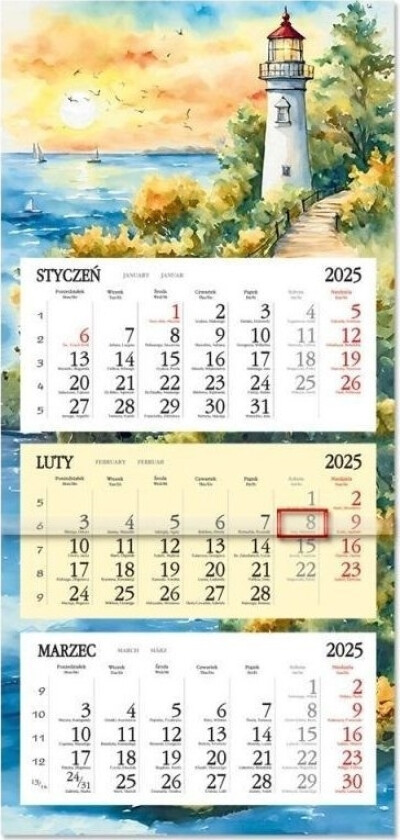 Kalender 2025 Tredelt Flathodelykt