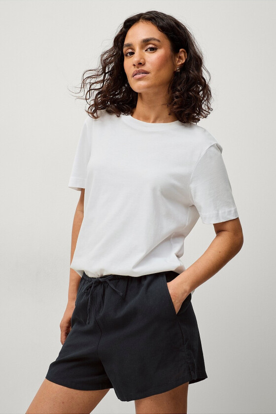 Shorts i lin Relaxed Linen Blend - Svart