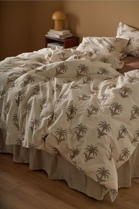 Sengesett Milly Palm i bomull 2 eller 3 stykker - Hvit