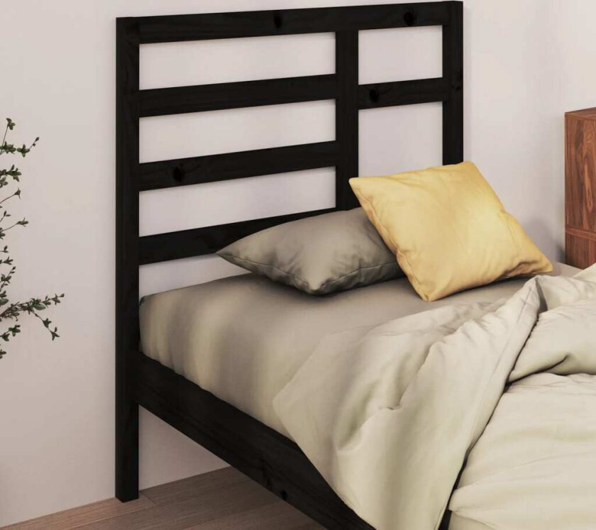Sengegavl svart 96x4x104 cm heltre furu