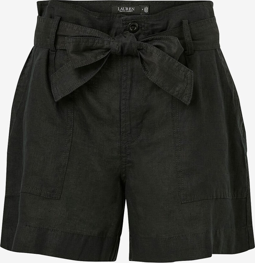 Shorts Soft Drapey Linen-Ffr - Svart