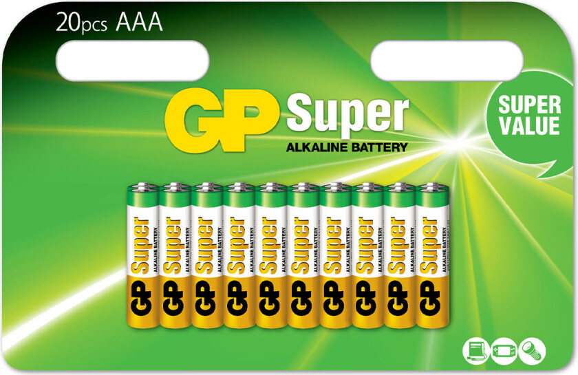 Batteri Super Alkaline AAA 20-pakning