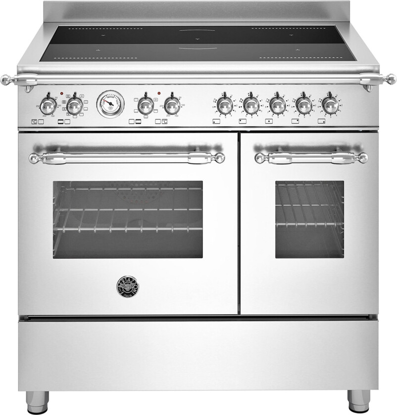 HER95I2EXC Heritage induksjonskomfyr med dobbeltovn 90 cm, 5 soner, rustfritt stål