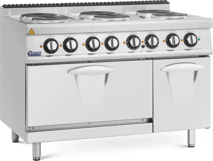 Elektrisk komfyr med stekeovn - 19,1 kW - 6 kokeplater - 120 x 73 cm - Pro 730-serien - Royal Catering