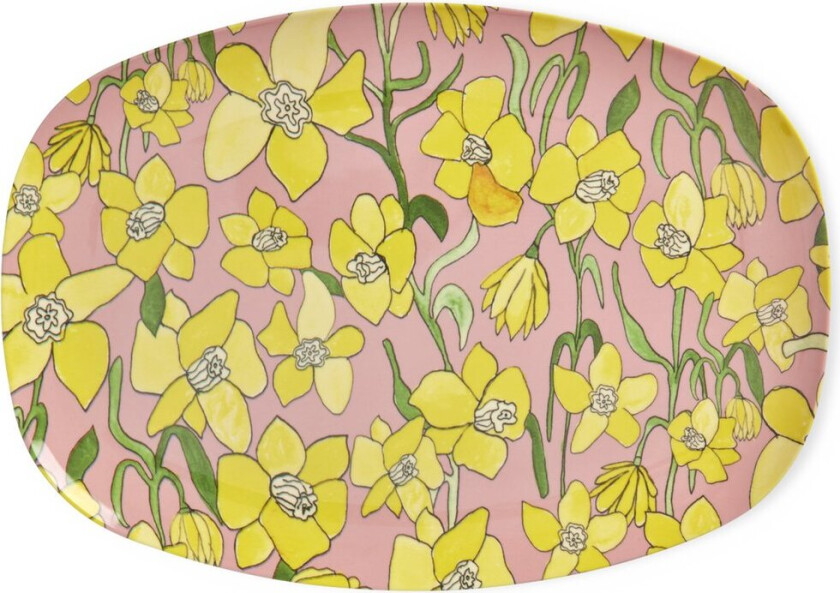 Rice melamintallerken 22x30 cm Påskelilje