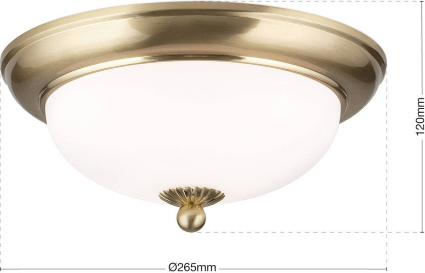 Empire taklampe, Ø 26,5 cm, messing, matt opalglass