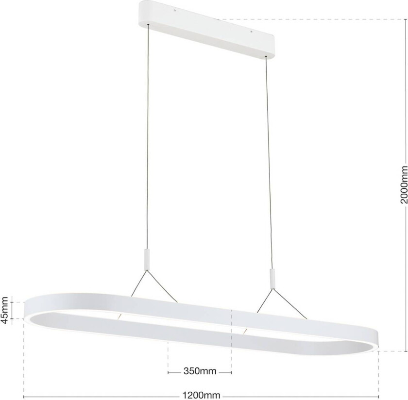 Carrara LED-hengelampe, hvit, høydejusterbar, CCT