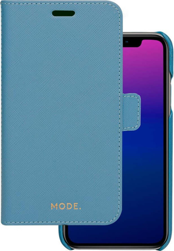 iPhone 11 New York 2-i-1 Lær Flipdeksel - Blå