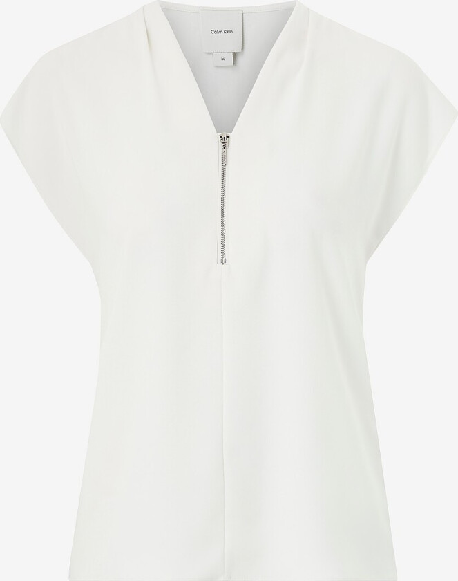 Topp Heavy Georgette SS Zip Blouse - Beige