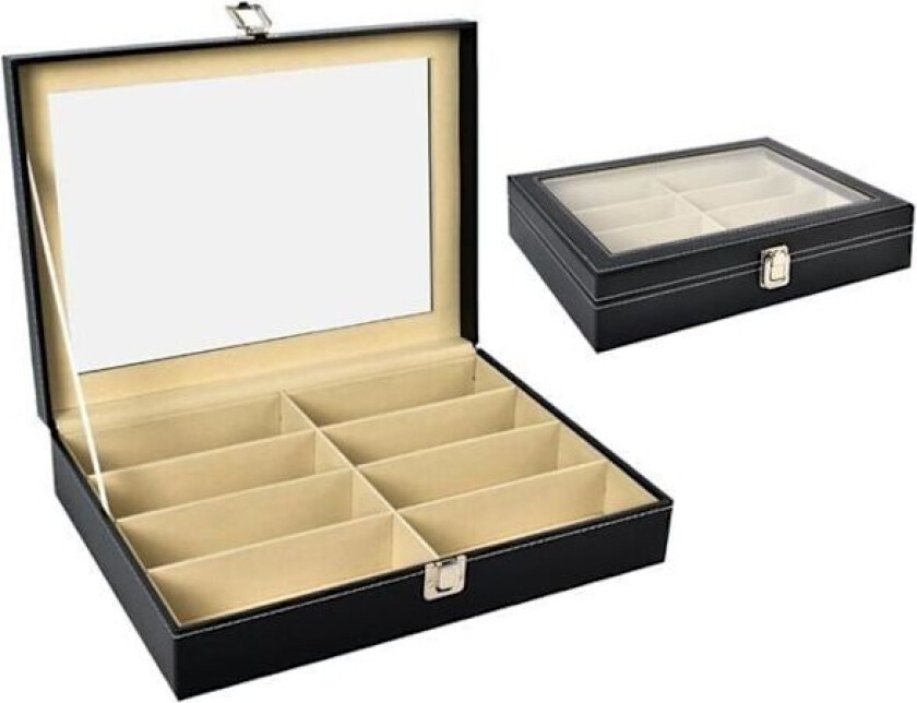 Brilleretui med 8 rom / Brilleoppbevaring - Brilleoppbevaring Black Svart