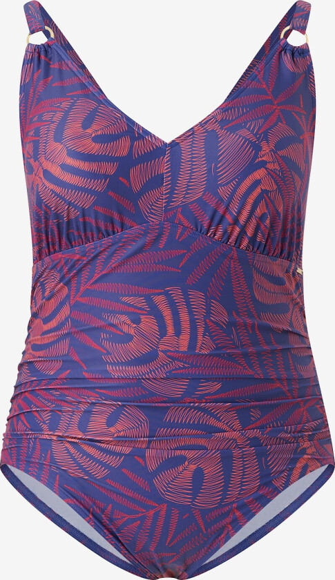 Badedrakt Womens Shaping Printed V Neck 1 Piece (+) - Blå