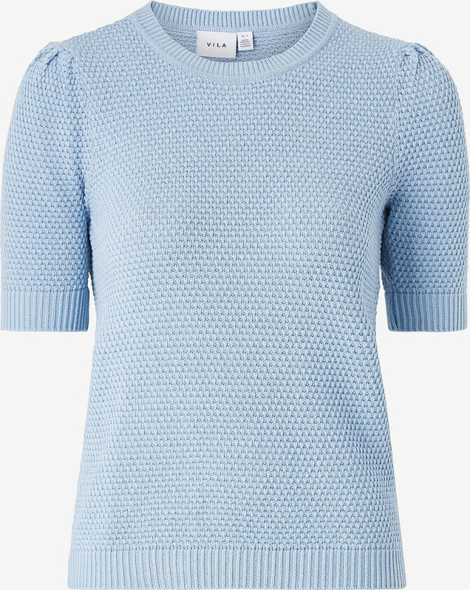 Genser viDalo O-neck S/S Knit Top - Blå