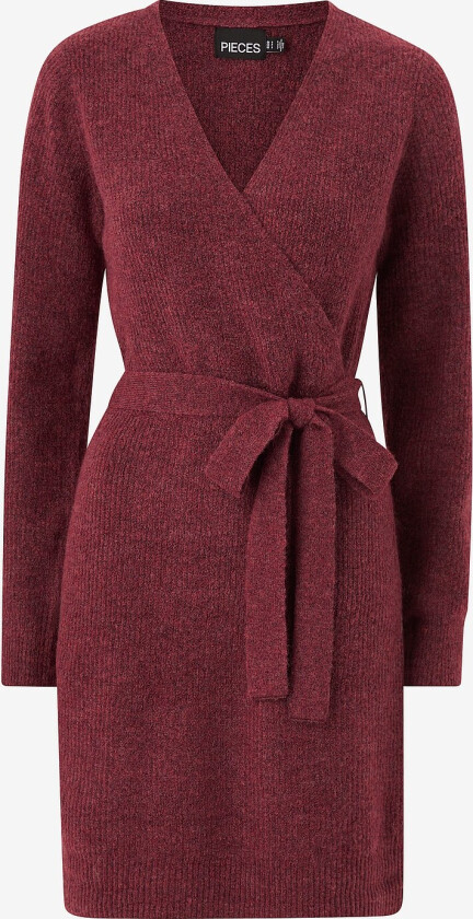 Kjole pcEllen LS Wrap Knit Dress - Rød