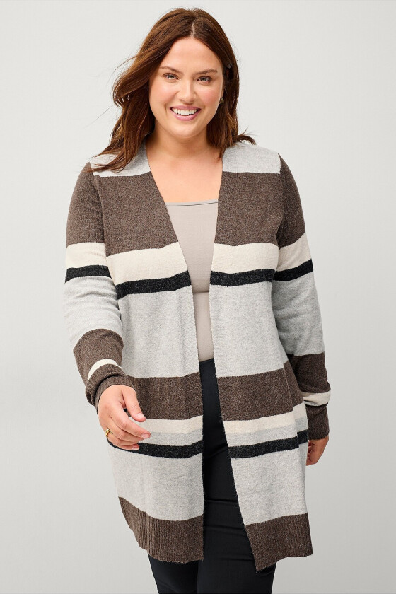 Kardigan caSunny Stripe L/S - Grå