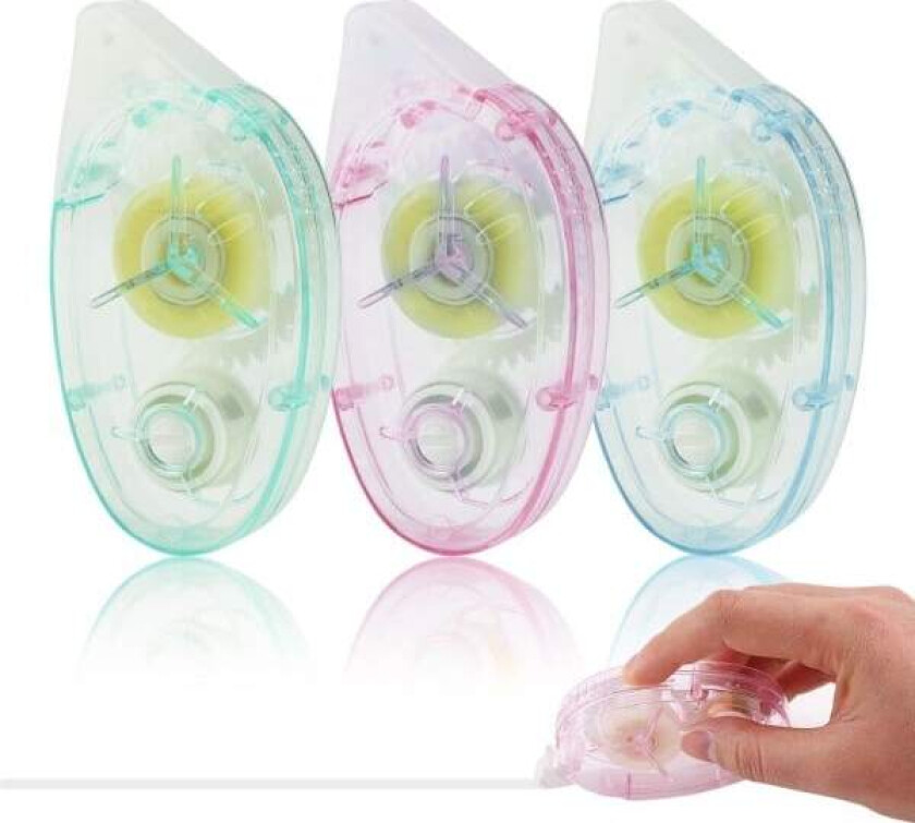 REMAKE Limruller - 3 stk 10mx8mm dobbeltsidig tape - Cellotape-dispenser gjennomsiktig - Scrapbooking-tilbehør - Scrapbooking-tape for foto/kort