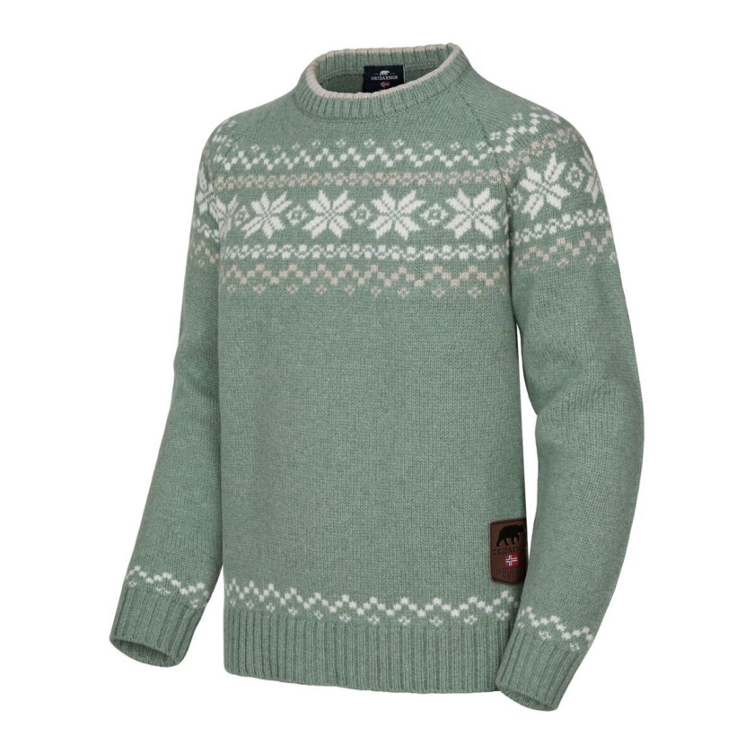 Bilde av Snøkrystall Ullgenser Jr Green/white/beige 122/128