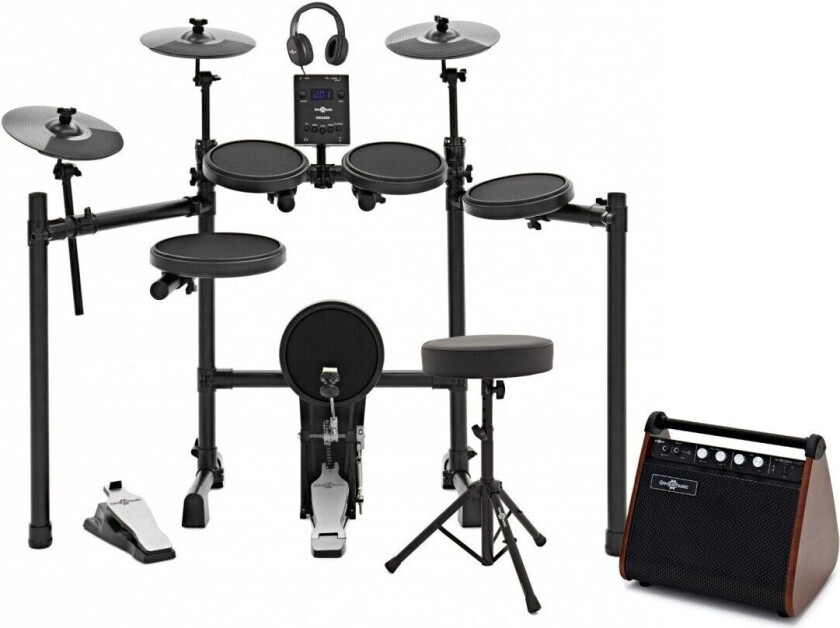 Gear4Music Digital Drums 220X Elektronisk Trommesett Forsterkerpakke fra Gear4music