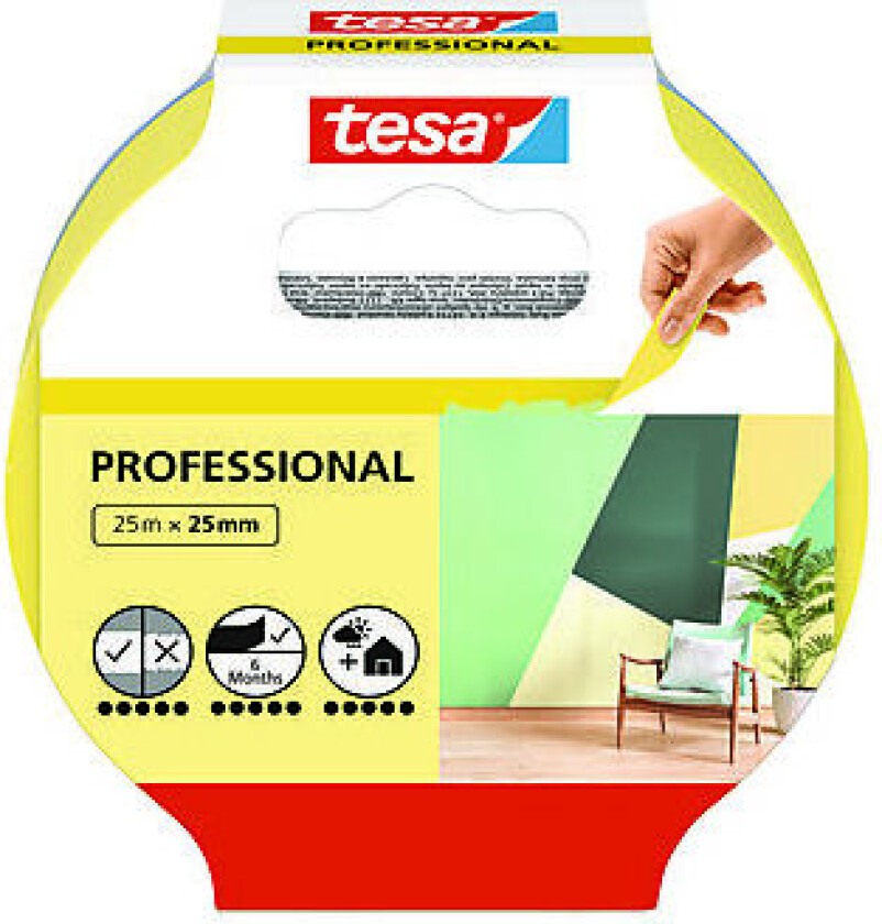 Malertape professional gul 25 m x 38 mm