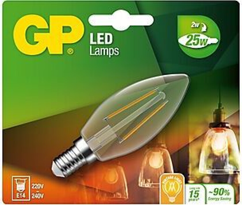 Lyspære led filament kronepære mini candle E14 5 Watt