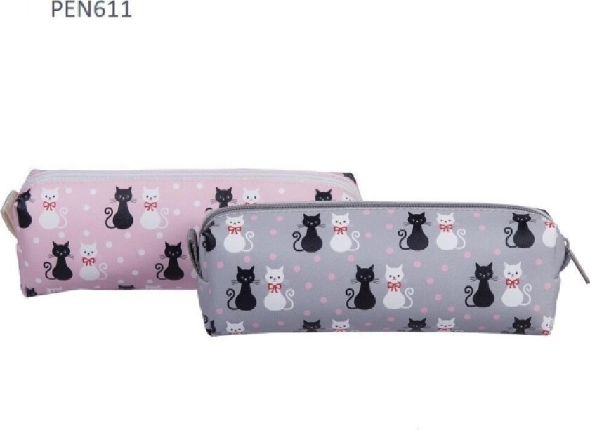 One Compartment Pencil Case White And Black Cat