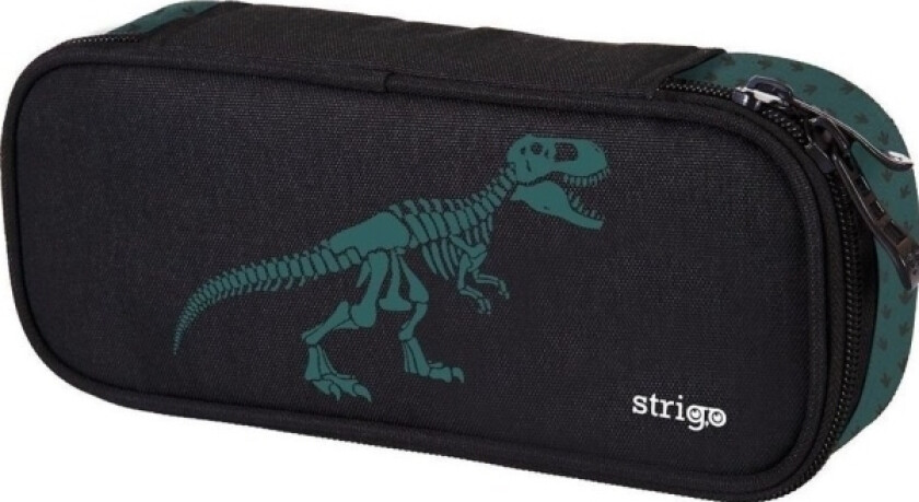 School Pencil Case Rectangle Dinosaur Black Strigo