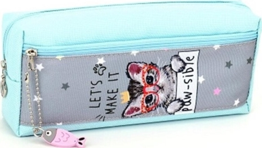 Large Tube Pencil Case Cat With Fish