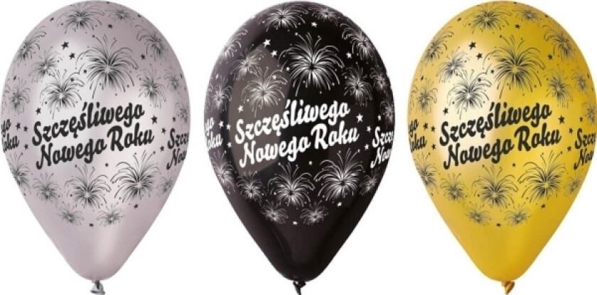 Balony Szczliwego Nowego Roku - 30 Cm - 6 Szt. Uniwersalny