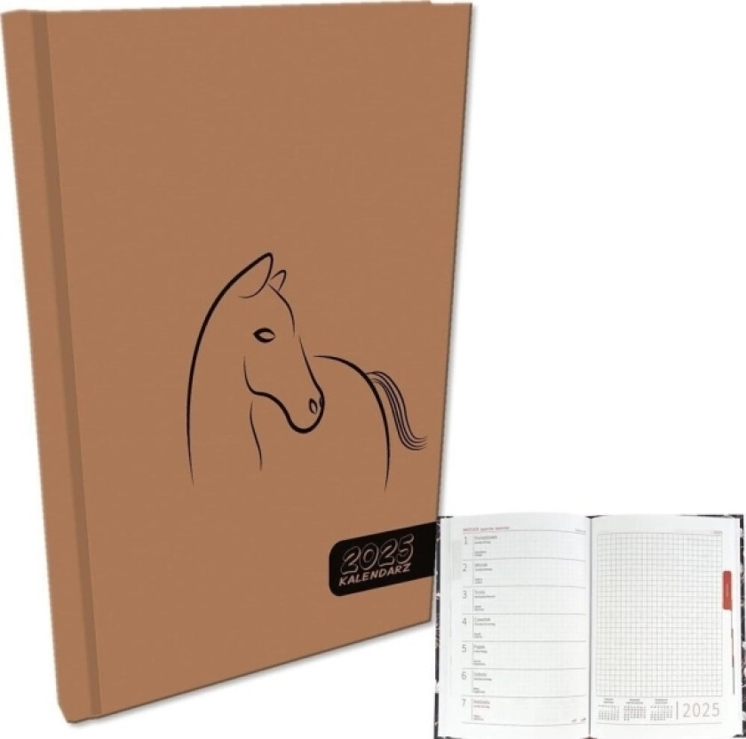 Kalender 2025 A5 Ukentlig Hest Beige