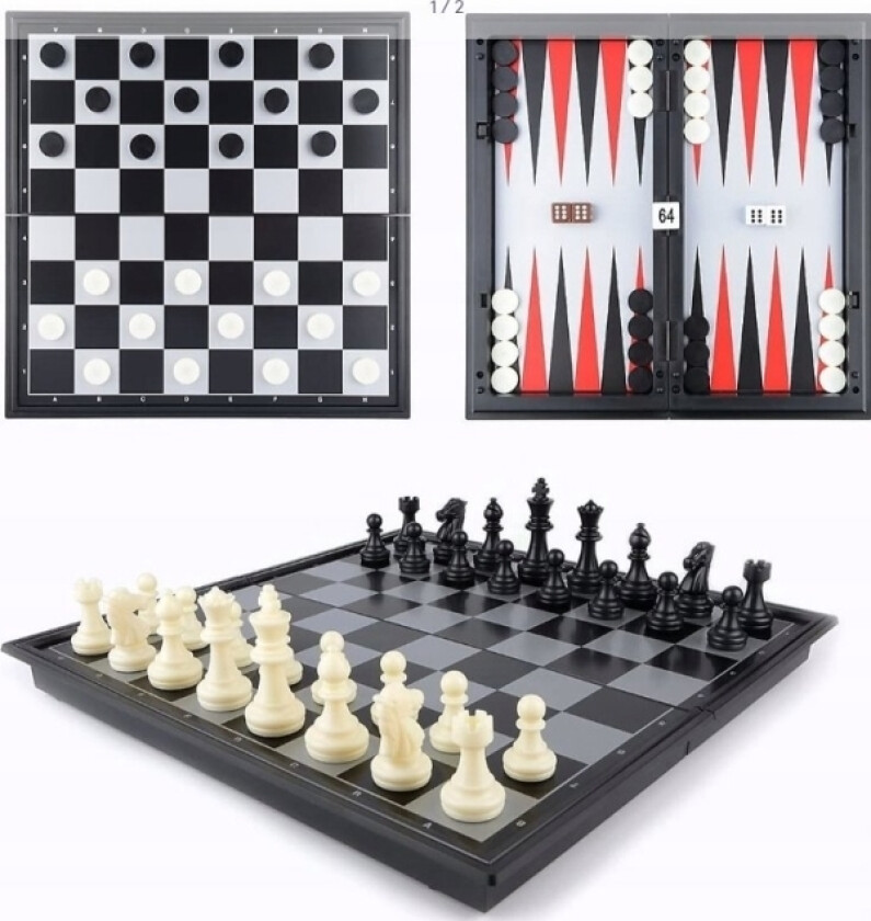 Klassisk 3-I-1 Magnetisk Sjakksett 25X25cm Wkgra-6 17899